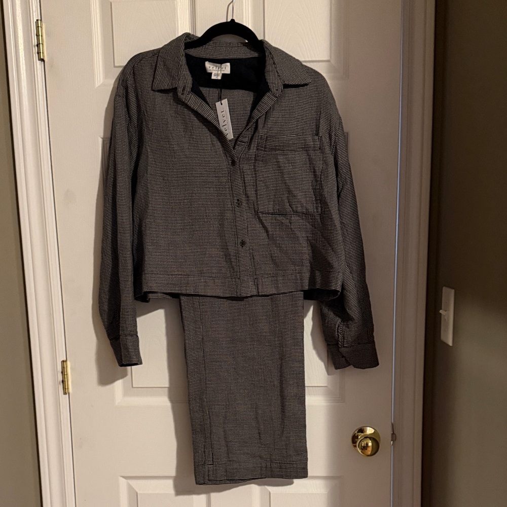 Velvet Grey Button-Up Lounge Set